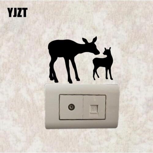 YJZT Deer Happy Family Animals Vinyl Switch Sticker Wall Decal Decor Cartoon Pattern 17SS0319