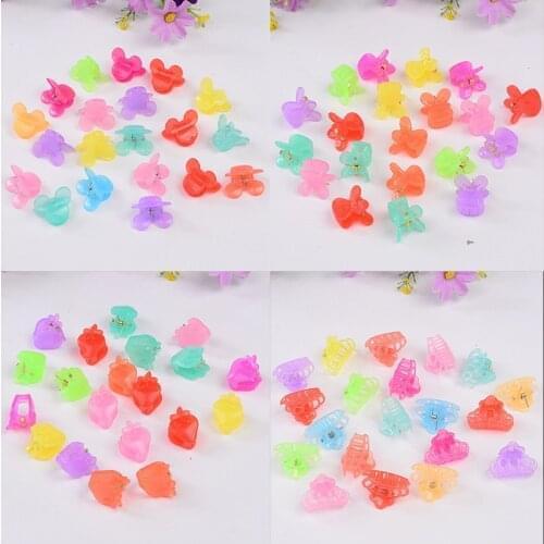 100PCS/Lot 20PCS The New Hair Clips Mini Small Candy Colors Small Flowers Rabbit Ears Children Hair Clip Claw Girls Hair Clips