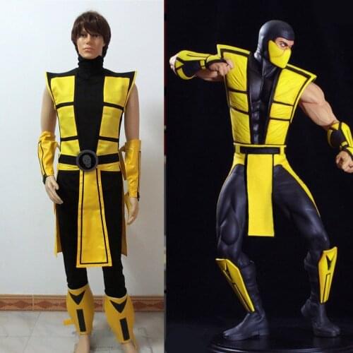 Scorpion Mortal Kombat 3 Yellow Outfit Cosplay Costume Tailor made