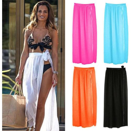 Womens Swim Wear Bikini Cover Ups Sheer Beach Wrap Swimsuit Maxi Skirt Sarong Pareo Keep Out Sunshine Protect Skin