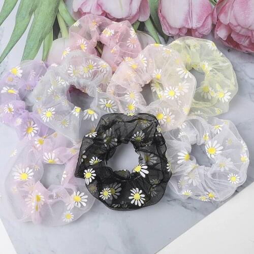 Women Hair Accesories Female Hair Tie 8pcs/lot Chamomile Scrunchies Pack Kawaii Elastic Hair Bands Mesh Rope 2021 Rubber Band