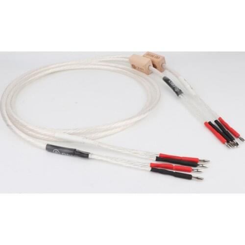 1 Pair Hifi Audio silver Plated speaker Interconnect cable with Banana connector plug Hifi Speaker Cable