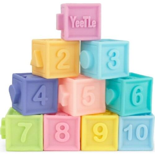 10pcs Baby Grasp Toy Soft Rubber Vinyl Embossed Building Blocks 3D Touch Hand Balls Baby Massage Rubber Teethers Squeeze Toy