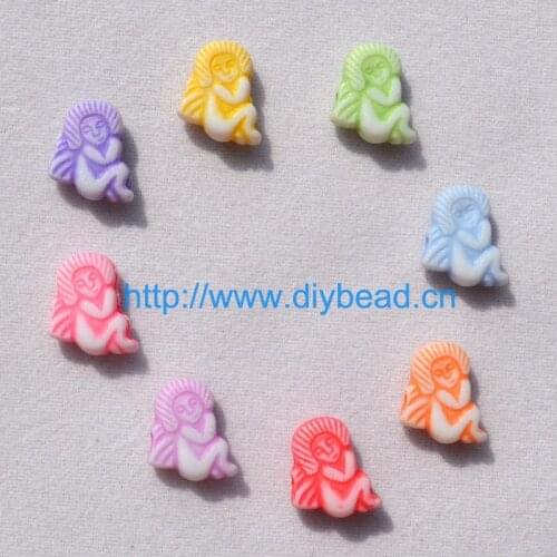 100pcs DIY Children Handcraft Accessory Antique Acrylic Beads 9*10MM Oval Shape Mix Color Cartoon Small Angel