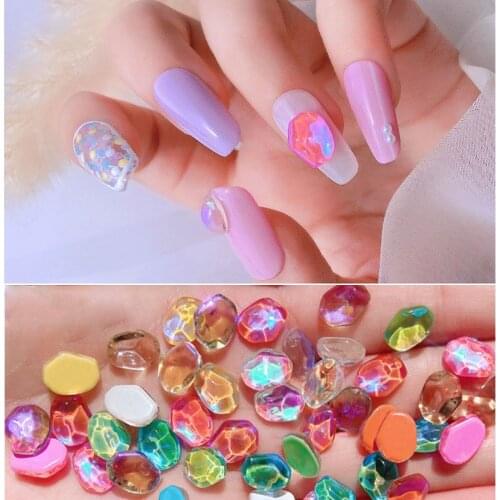 12 Colors New 3d Nail Art Decor Gem Stones 2021 Design Crystal Nail Rhinestones Ripple Shapes Bulk Accessories Supply RH350