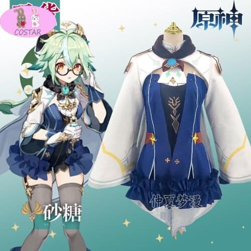 Anime! Genshin Impact Sucrose Game Suit Lolita Dress Lovely Uniform Cosplay Costume Halloween Party Outfit For Women 2020 NEW