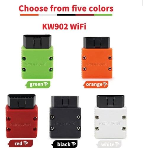 KW902 Black Wifi ELM327 V1.5 PIC18F25K80 OBDII Diagnostic Tools ELM 327 OBD2 Vehicle Code Reader Support J1805 Protocol Konnwei