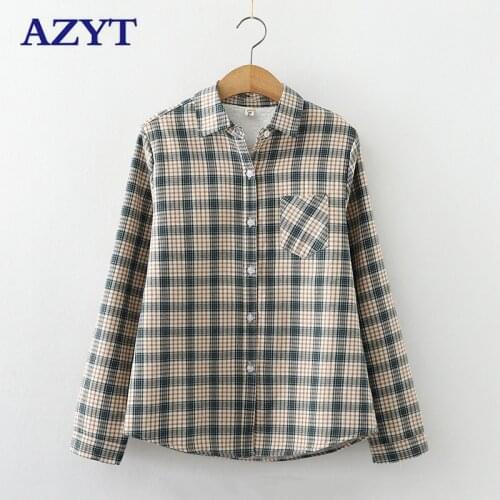 Женские рубашки в клетку AZYT China At AliExpress
