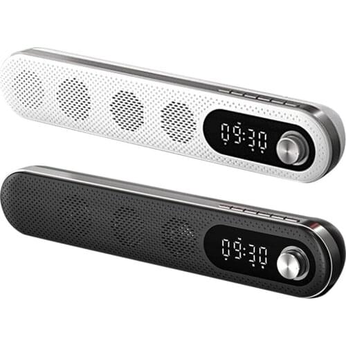 Wireless USB Desk bluetooth Speaker Soundbar with Dual Alarm Clock FM Function LED Display Fashion Smart Home Speaker for PC TV