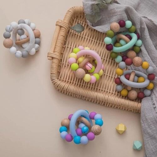Baby Silicone Hand Rattle Teething Toys Newborn Bpa Free Amigurumi For Baby Cot Hanging Mobile Gym Educational Toy