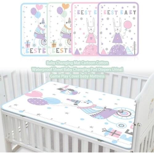 Baby Changing Mat Cartoon Cotton Waterproof Sheet Baby Changing Pad Diapers Urinal Game Play Cover baby Mattress