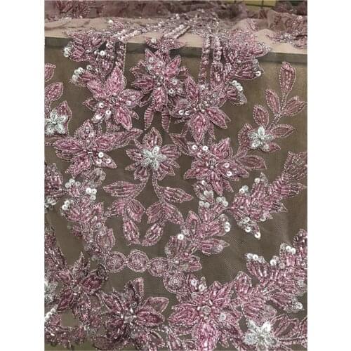 French Lace Fabric L-218682 High Quality Lace With Beads Latest African Embroidery Tulle Lace Fabric Nigerian Lace For Wedding