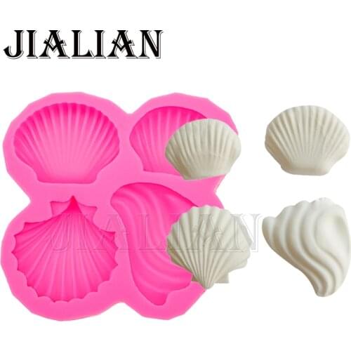 4 Hole Conch shell cooking tools fondant sugar mold silicone mold DIY cake decoration tools handmade soap mold T0547