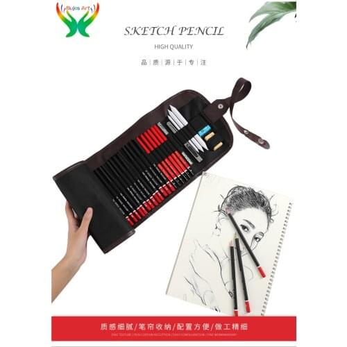 28/39/45 pcs Sketch drawing pencil charcoal pen rubber art brush beginners sketch pencil pen curtain suit art supplies