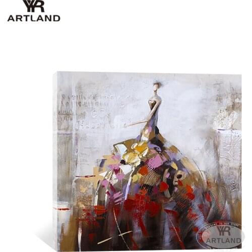 Beautiful woman wearing colorful skirt abstract figure Handmade oil painting on canvas for home decoration living room no framed