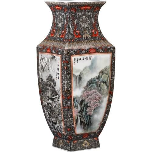 New Design Antique Jingdezhen Ceramic Vase Vintage Chinese Style Porcelain Flower Vase For Home Office Decor