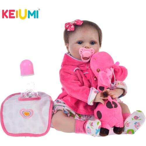 22'' 55 cm Vinyl Reborn Toddler Baby Doll Lifelike Silicone Soft Reborn Princess Girl Babies Toy Birthday Present Play Giraffe