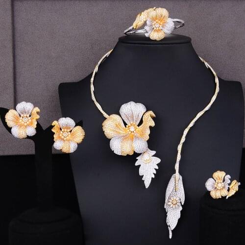 LARRAURI Fashion African Jewelry Sets Brand Dubai Gold CZ Crystal Jewelry sets Wholesale Nigerian Wedding Bridal Accessories