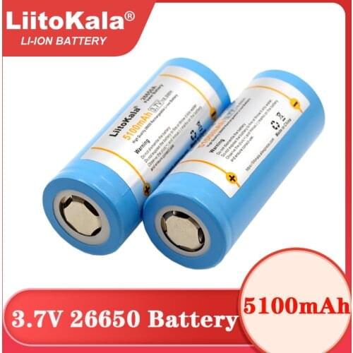 LiitoKala 26650 5100mAh Li-ion 3.7V Rechargeable Battery 20A Discharge 3.6V Power for Flashlight batteries