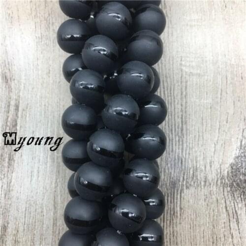 15.5 Inch Matte Onyx Beads,One Line Stripe Pattern Frosting Agates Round Beads, Drilled Beads,5 Strands/ Lot MY1489