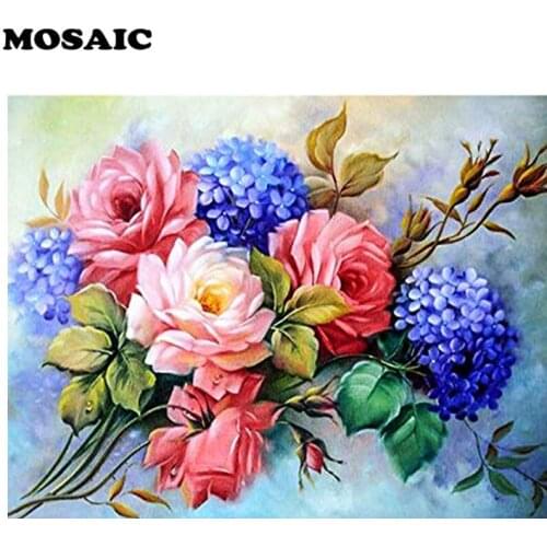 5D DIY Full round Drill Diamond Painting Kit for Adults Colorful Flowers Shiny Rhinestone Embroidery Cross Stitch by Number Kits