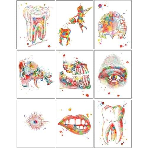 5D DIY Full Square Diamond Painting By Number Mosaic Tooth Mouth Ear Diamond Embroidery Kit Oral Cavity Portrait Stitch Pictures