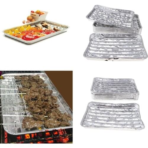 Set of 40 Disposable Aluminum Foil Rectangular Cake Plate Barbecue Grilling Tray - 34.5cm x 22.5cm x 2.5cm