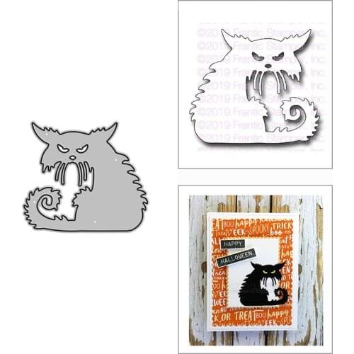2021 New Halloween Creepy Cat Metal Cutting Dies for DIY Scrapbooking Decoration and Card Making Paper Craft Embossing No Stamps