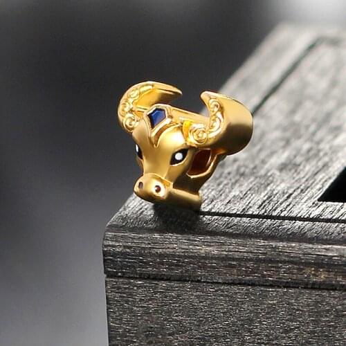 New Arrival 24K Yellow Gold Bracelet Women 999 Gold 3D Hard Gold Chinese zodiac OX Bracelet