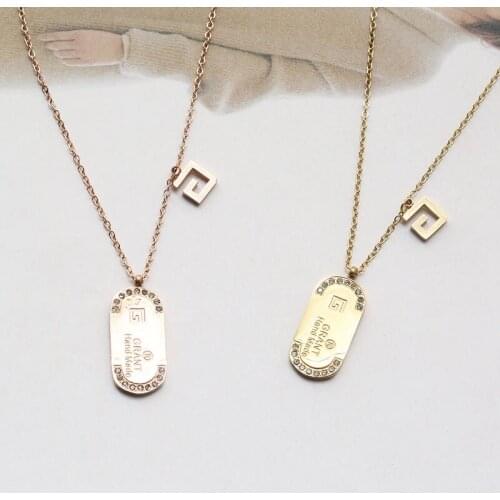 ZSLBS New Hip Hop Pendant Necklace For Women Men Zircon Pave Titanium Steel Alphabet G Letter Name Necklaces Gifts Punk Jewelry