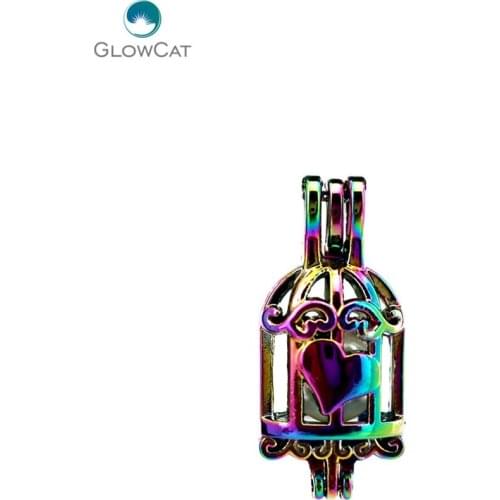 C669 5pcs/lot COLORS Multicolor auspicious clouds heart birdcage bead cage Pendant Pearl Locket Fairytale Party