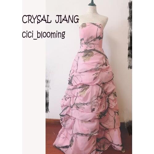 Pink Camo Dresses Real Tree AP Pic-up Bridesmaids Dress Long