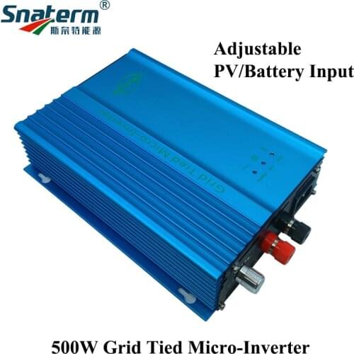 500W Grid Tied Inverter for PV/Battery MPPT Pure Sine Wave Micro ON Grid Inverter with adjustable Battery Discharge Function