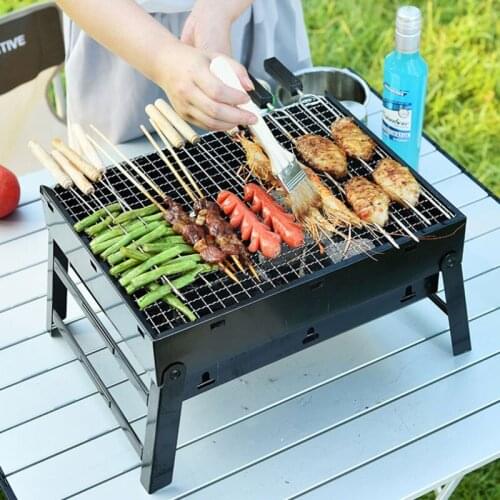 Steel Outdoor Folding Barbecue Rack Wire Meshes Portable Household Charcoal Grills For Camping Campfire BBQ Tools