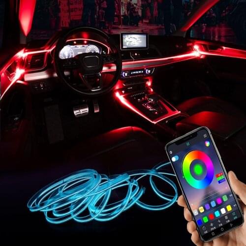 Led Car Ambient Light Backlight Music RGB Multiple Modes Control App Auto Interior Decorative Atmosphere Lights