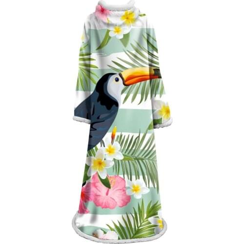 Warm Soft Cozy Velvet Plush Throw Blanket With Sleeve Flamingo Modern Line Art Sherpa Blanket for Couch Throw Travel Plaid