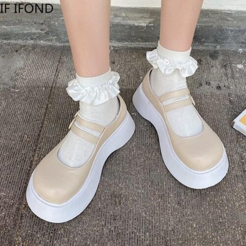 IF IFOND Japanese Style Mary Jane Shoes Women Girls High Heel Platform Shoes Woman Fashion Round Toe Pump Buckle College Student