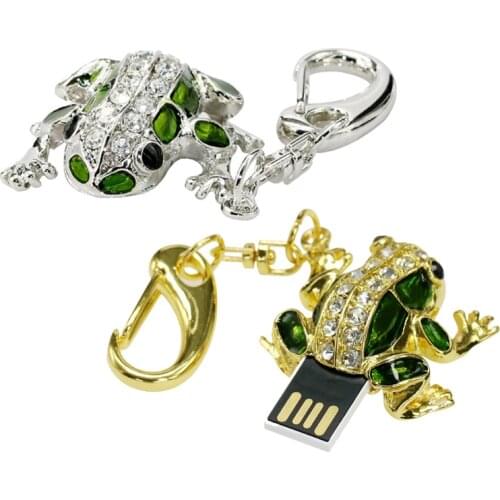 Cute Frog USB Flash Drive 32GB Diamond Animal Keychain Pen Drive 16GB 8GB 4G Pendrive Memory Stick USB 2.0 U Disk Memory Storage