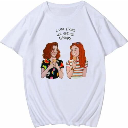 Woman T Shirt White Print Harajuku Vintage Ulzzang T-shirt Fashion 90s Graphic Tee Shirt Short Sleeve Top Women Female Clothes