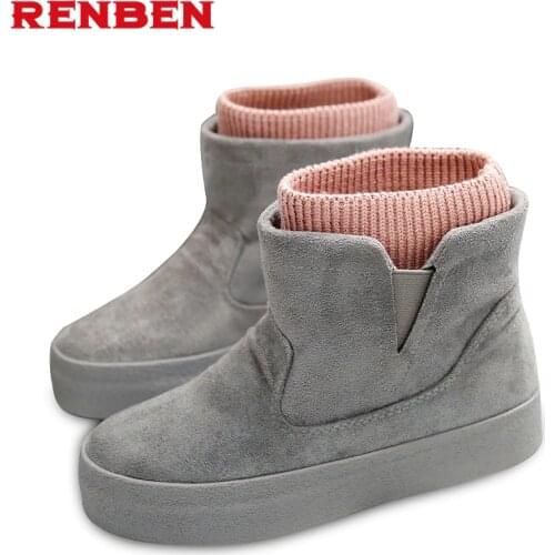 Winter Boots Botas Mujer 2018 New Women Boots Fashion Flock High-heeled Platform Ankle Up High Heels Spring Autumn Shoes For