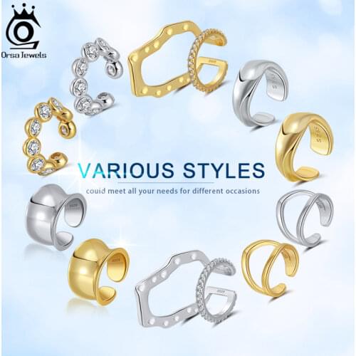 ORSA JEWELS 925 Sterling Silver Rich 1Pcs Trendy Huggies Ear Cuff Non-Piercing Clip on Earrings for Women Girls Jewelry CL13