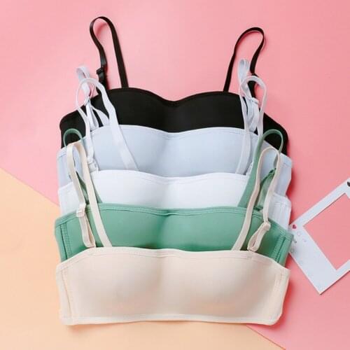 Womens Sexy Invisible Wirefree Half Cup Bra Thin Section Gathered Detachable Strap Seamless Multi-Wear Soft Bralette
