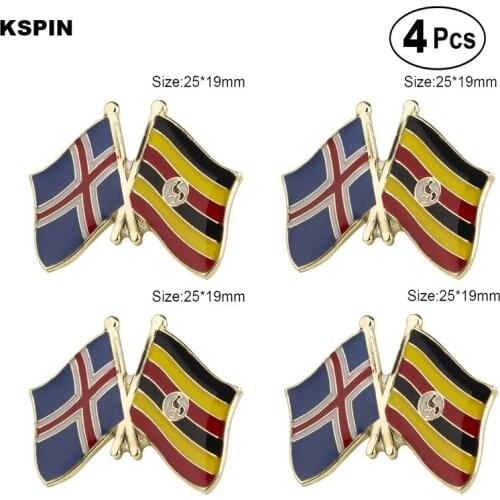 Iceland & Uganda Friendship Flag Pin Lapel Pin Badge Brooch Icons 4pcs