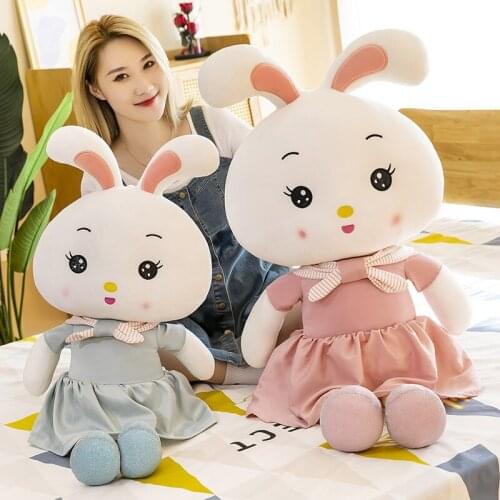 Zqswkl 70/95/120cm skirt rabbit plush toy cute doll girls long sleeping pillow hugs for children toys christmas birthday gift