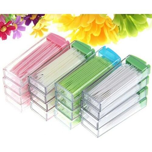 50pcs/lot Portable Disposable Plastic Toothpicks Teeth Cleaning Dental Flosser Travel Two-head Floss Sticks Color Random