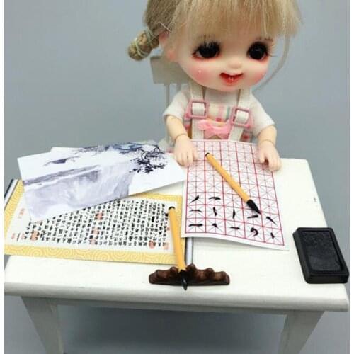 1 Set Cute DIY Miniature Dollhouse readroom Furniture Accessories Brush inkstone kids Gift