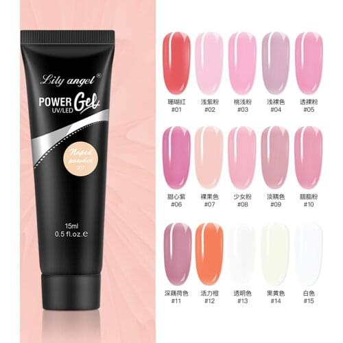 15ML Poly Extention Gel Nail Art French Nail Art Clear Camouflage Color Nails Polish Quick Building UV Gel