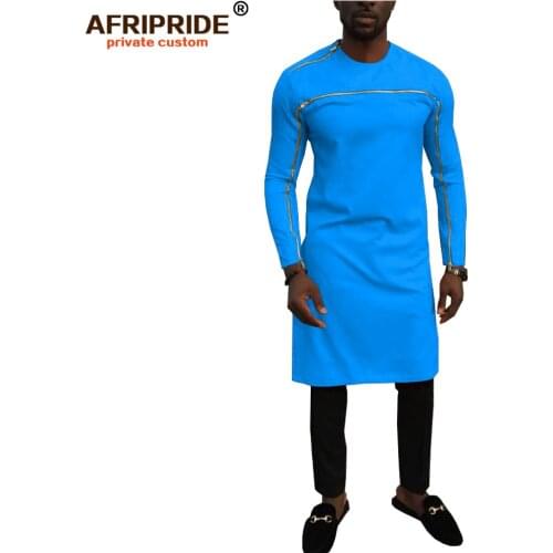 2019 African dashiki clothing for men ankara top print long coats Colorful Pure Color mens robes bazin riche AFRIPEIDE A1914003