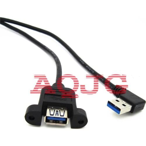 5pcs High Speed USB3.0 Male To Female USB 3.0 Extension Cable Wire Computer Host Panel Mount Screw USB Connector Adapte 90Degree