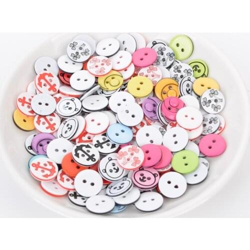 50/100Pcs Mixed Resin Sewing 2 Hole Buttons For Clothing Flatback Round Embellishments Diy Cabochon Craft Decoration Accessories